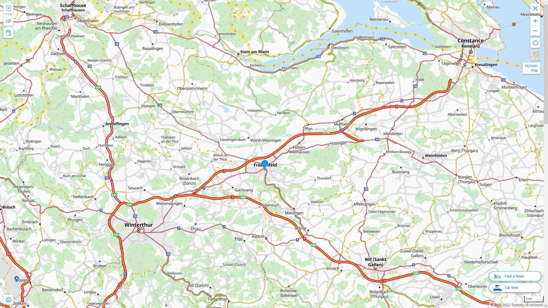 Frauenfeld Suisse Autoroute et carte routiere